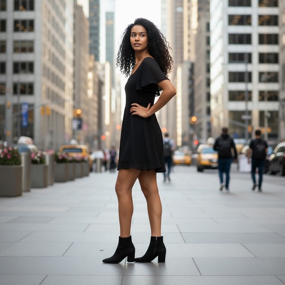 THEORY Black Dress with Butterfly Sleeves - Picture 5 of 12